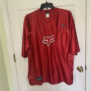 Vintage Y2K Fox Racing Jersey Embroidered Red V Neck Size XXL Shirt Motocross